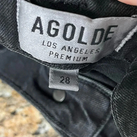 Agolde Feel Good Black High Rise Jeans Pants Distressed Size 28 Grunge Goth - Picture 7 of 10